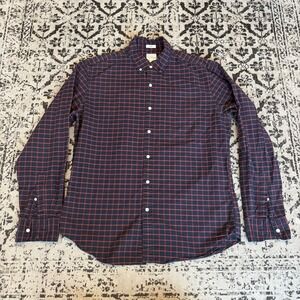 J. Crew Shirt Slim Fit Large Plaid Check Blue And Red Pima Cotton